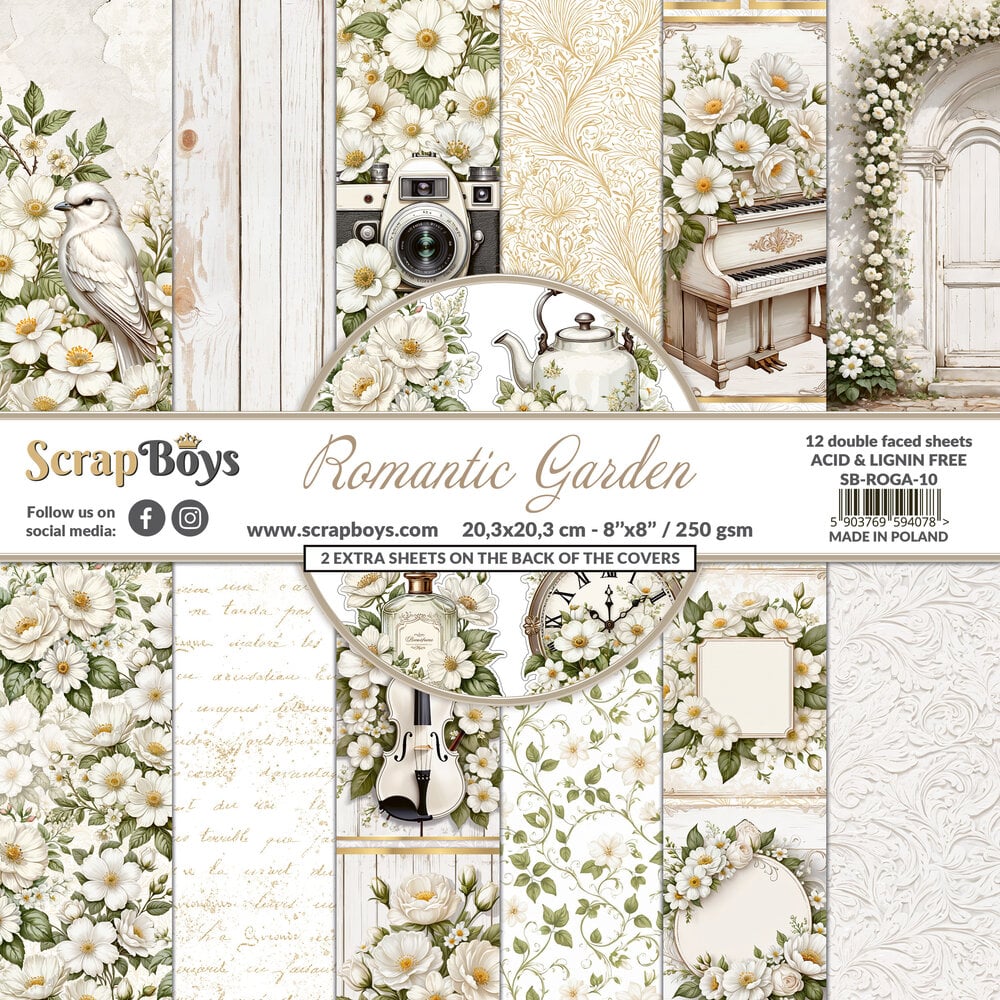 ScrapBoys Romantic Garden 8x8 Inch Paper Pad (SB-ROGA-10)