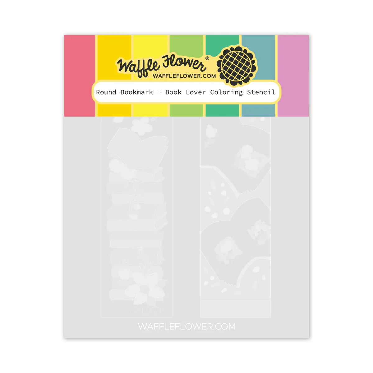 Waffle Flower Crafts Round Bookmark - Book Lover Coloring Stencil