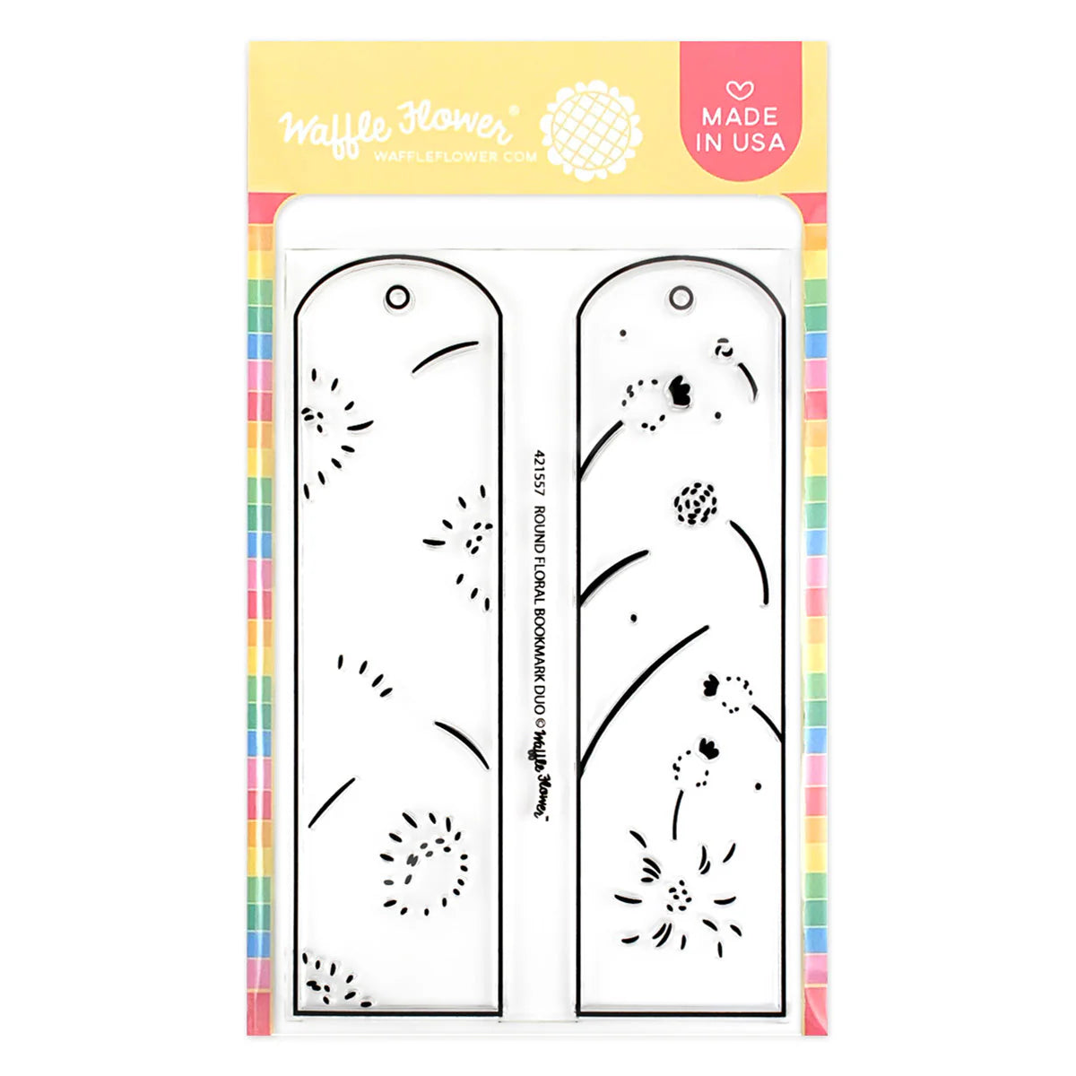 Waffle Flower Crafts Round Floral Bookmark Duo Stamp Set