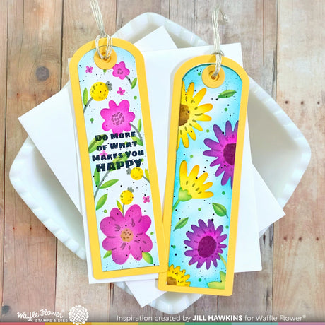 Waffle Flower Crafts Round Floral Bookmark Duo Stencil