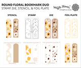 Waffle Flower Crafts Round Floral Bookmark Duo Stencil