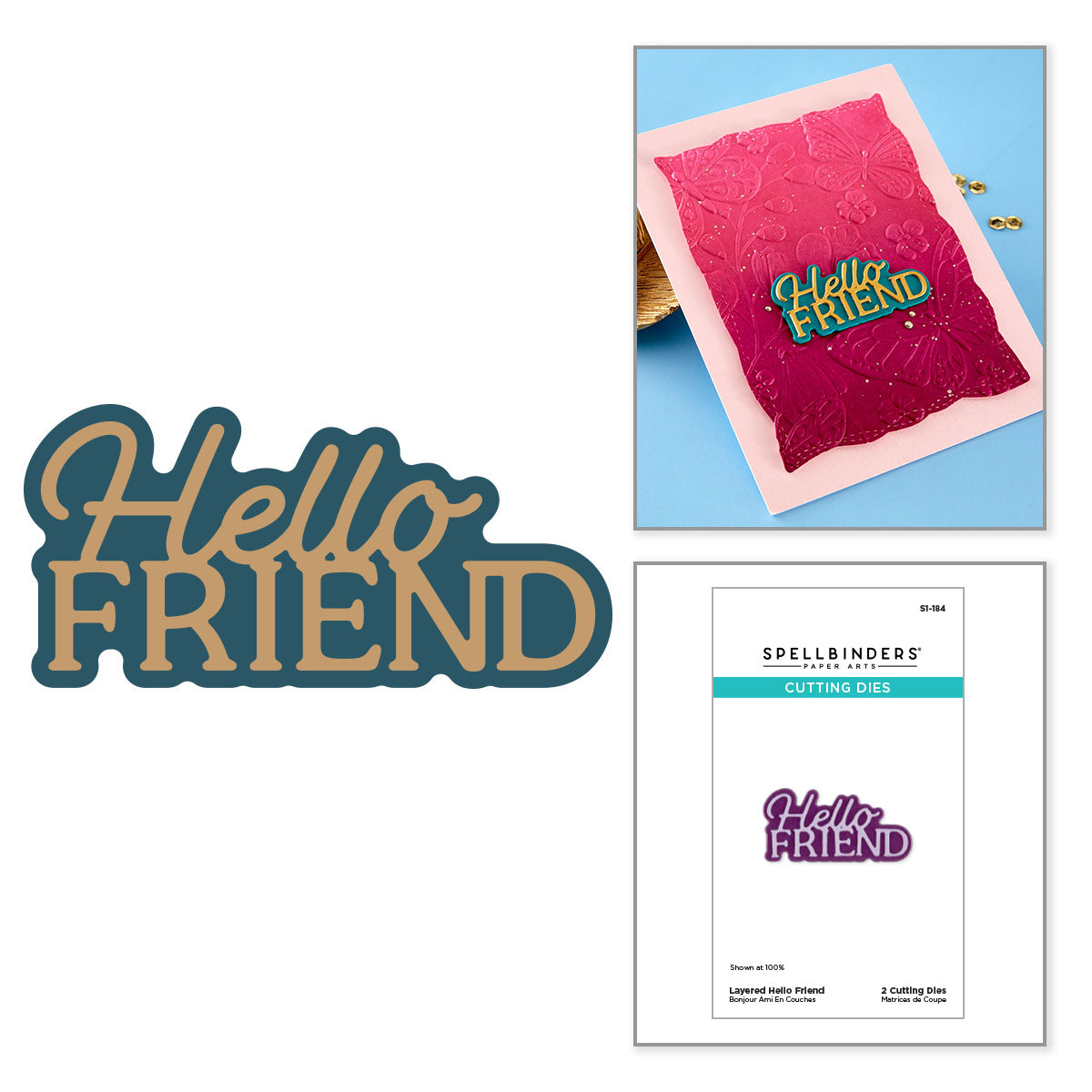Spellbinders Layered Hello Friend Etched Dies