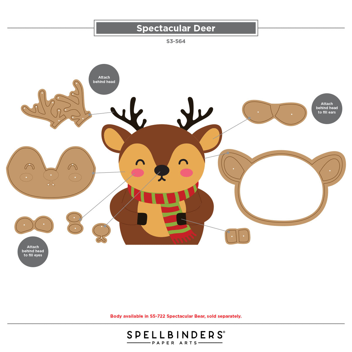 Spellbinders Spectacular Deer Etched Dies - S3-564