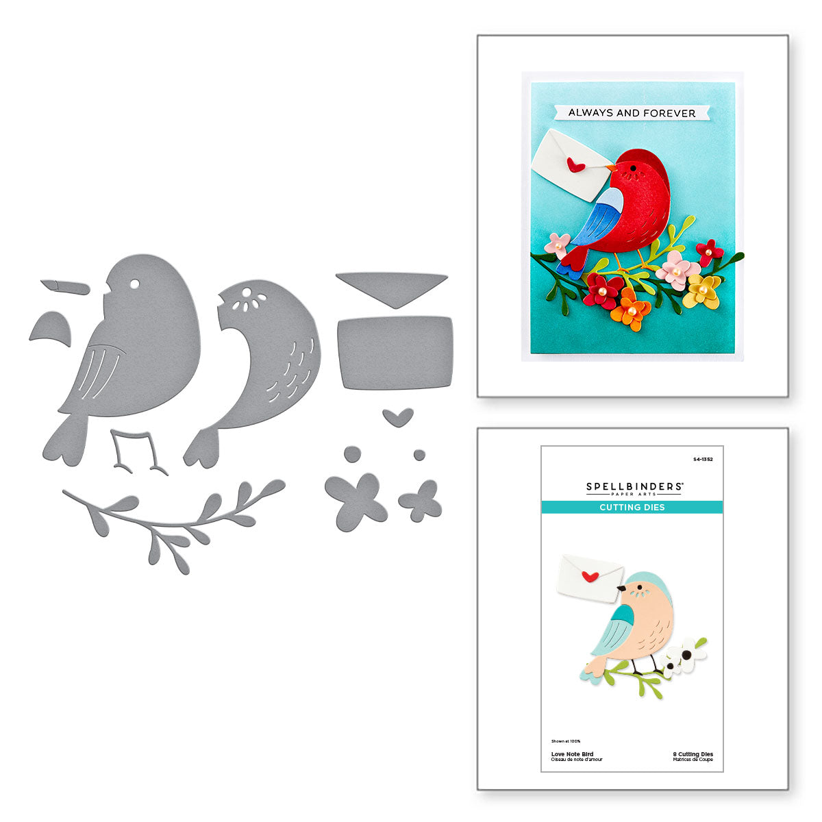 Spellbinders Love Note Bird Etched Dies from the Out and About Collection