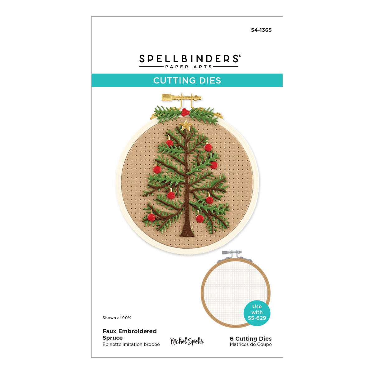 Spellbinders Faux Embroidered Spruce Etched Dies from the Nichol's Needlework Collection by Nichol Spohr