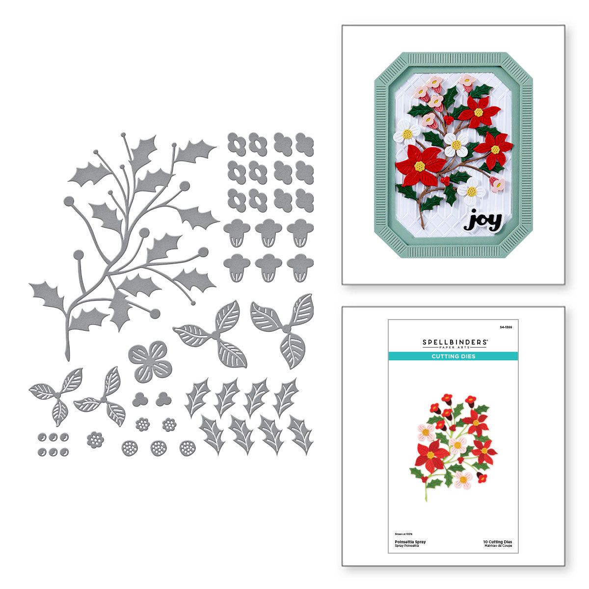 Spellbinders Poinsettia Spray Etched Dies from the Home for the Holidays Collection