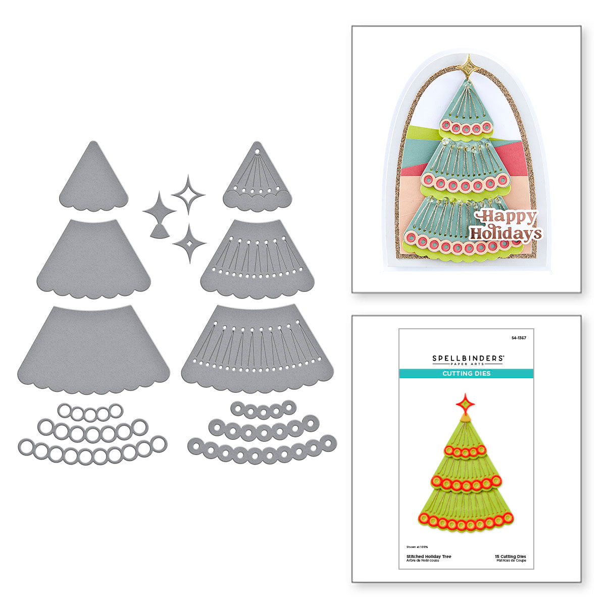 Spellbinders Stitched Holiday Tree Etched Dies from the Stitched Bright Collection