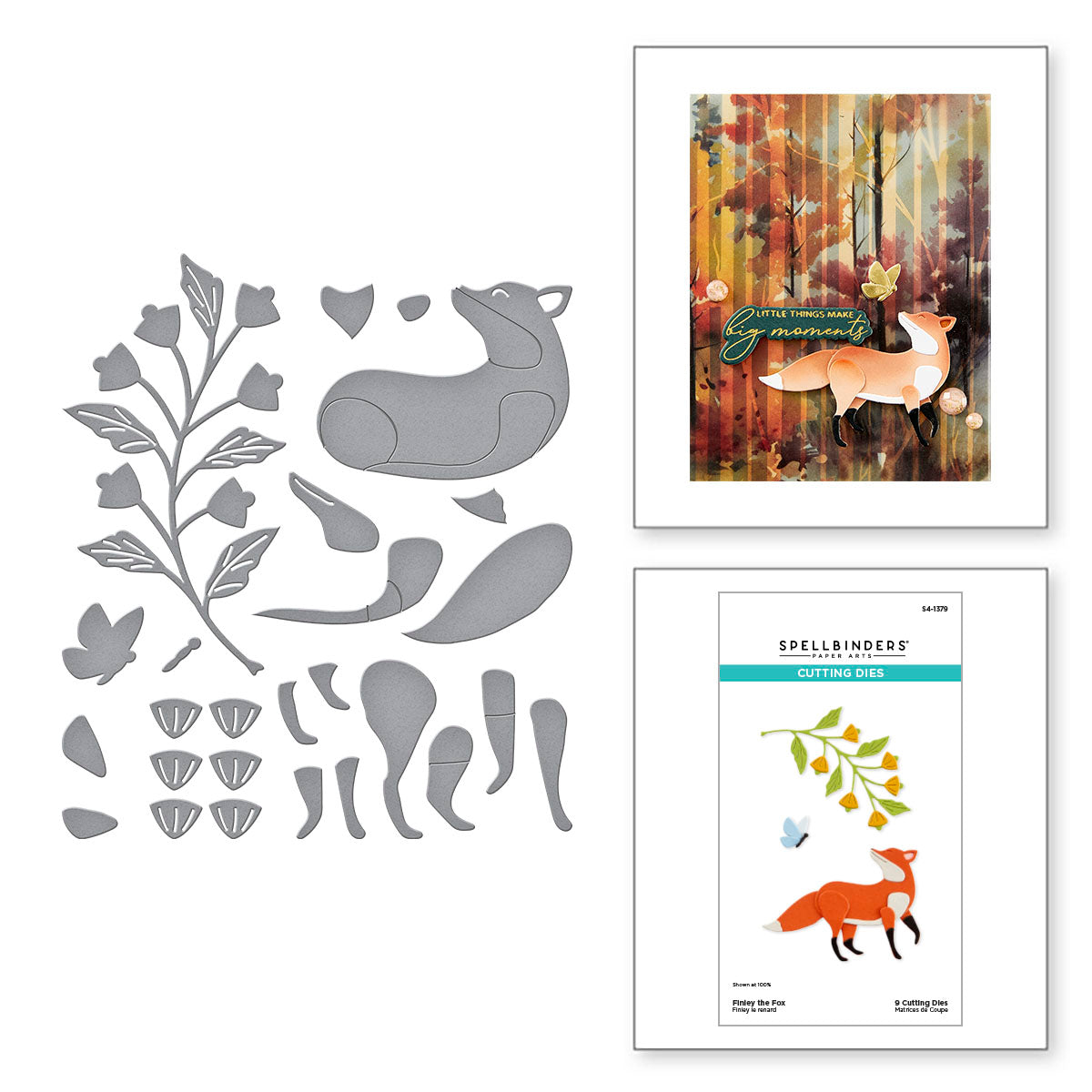 Spellbinders Finley the Fox Etched Dies from the Woodland Tales Collection