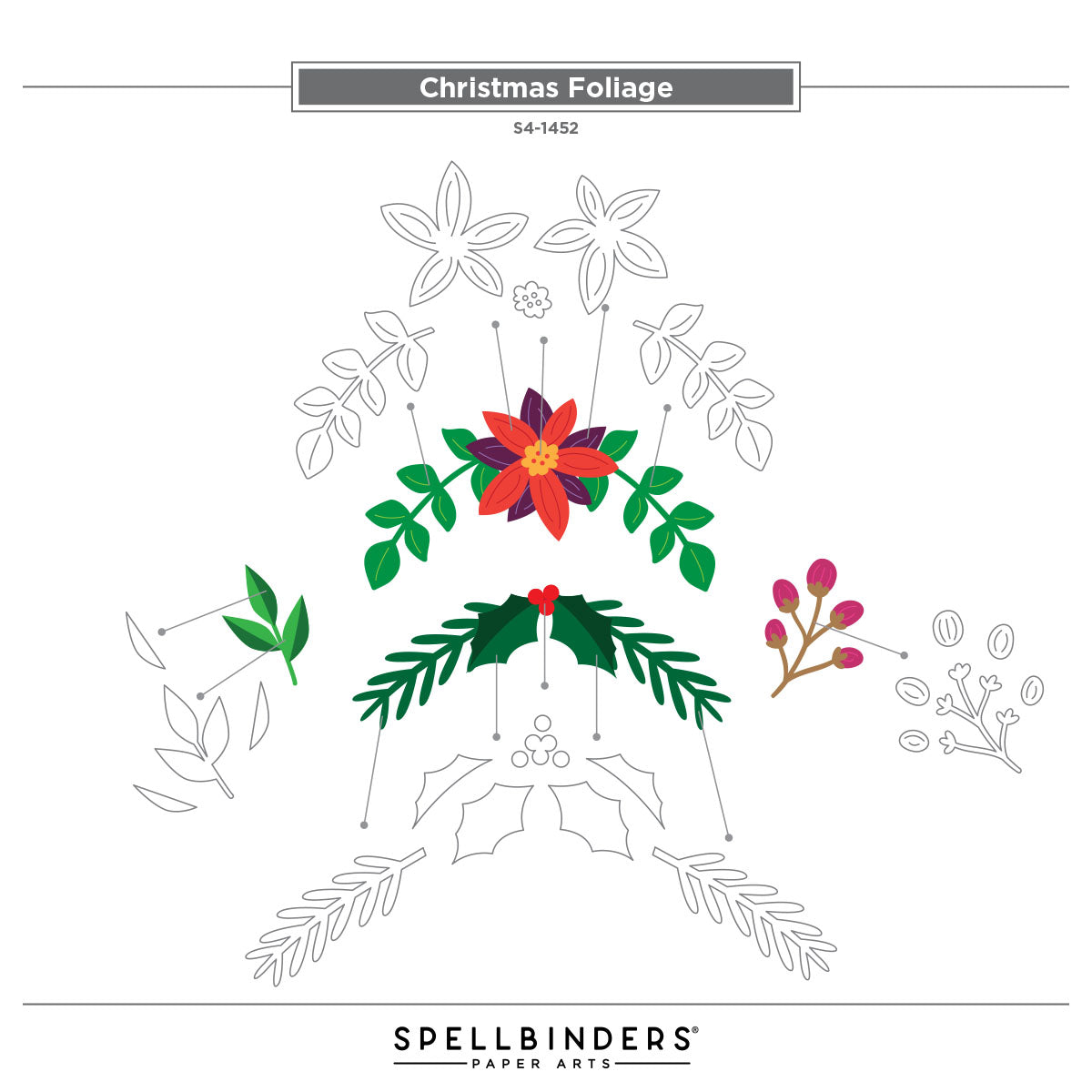 Spellbinders Christmas Foliage Etched Dies from the All About Christmas Collection by Lisa Horton