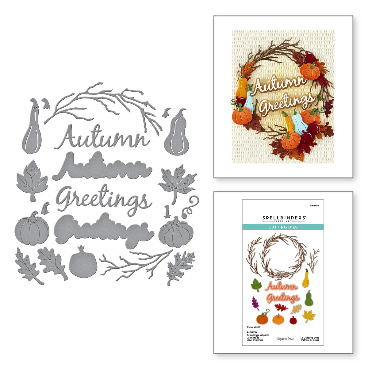 Spellbinders Autumn Greetings Wreath Etched Dies from the Texture & Foliage Collection by Suzanne Hue