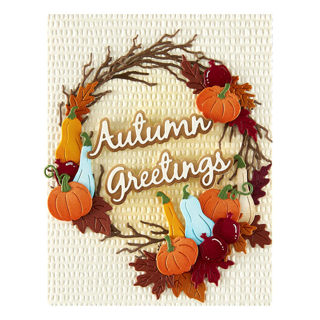 Spellbinders Autumn Greetings Wreath Etched Dies from the Texture & Foliage Collection by Suzanne Hue