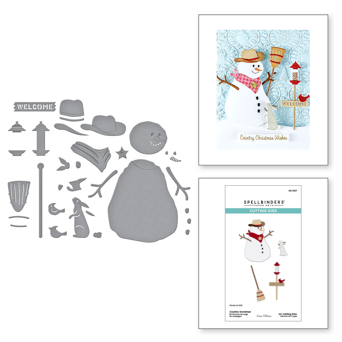 Spellbinders Country Snowman Etched Dies from the Country Christmas Collection by Annie Williams