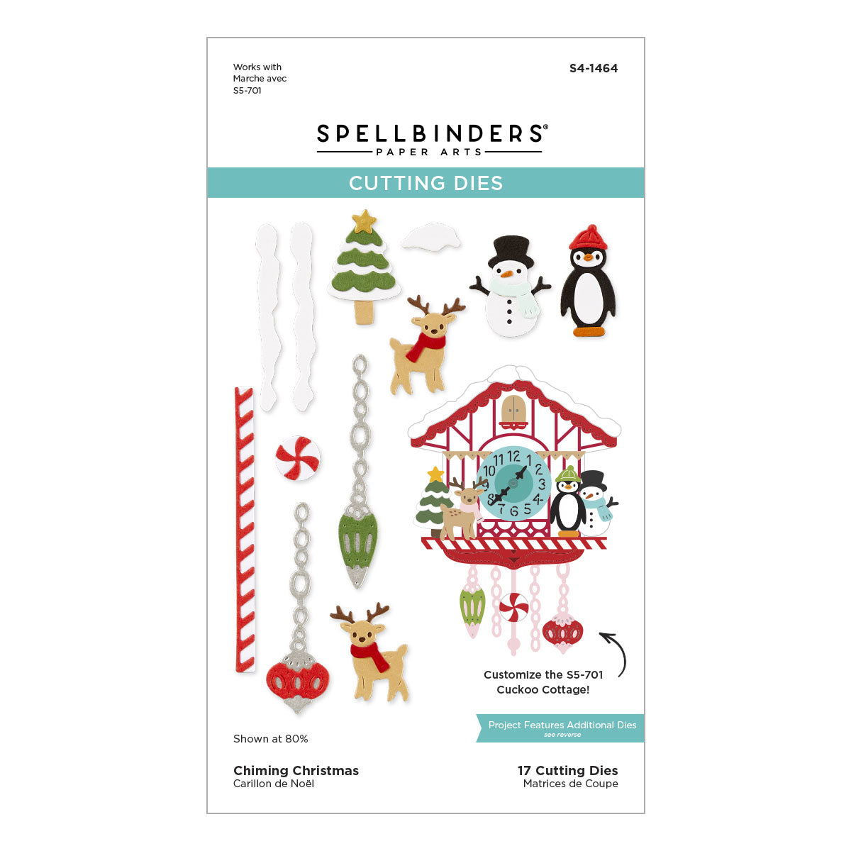 Spellbinders Chiming Christmas Etched Dies from the Cuckoo Cottage Collection