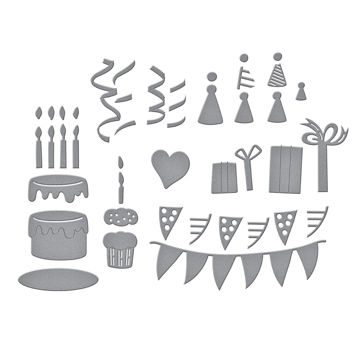 Spellbinders Classic Pooh Birthday Accessories Etched Dies from the Say Cheese Classic Pooh Birthday Collection by Simple Stories