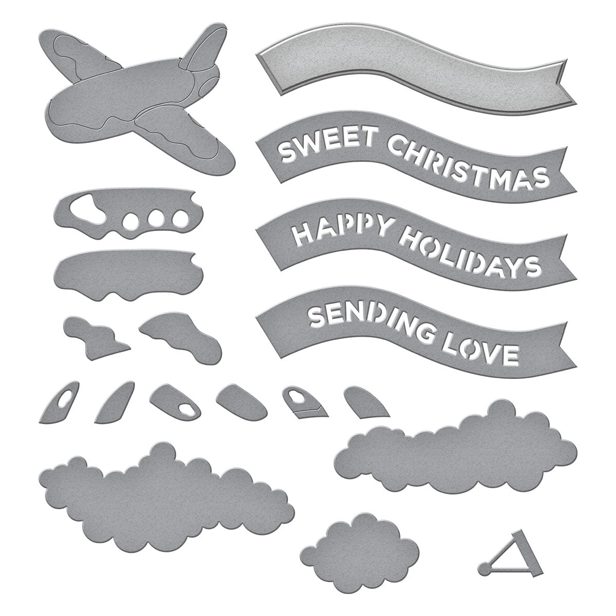 Spellbinders Gingerbread Plane & Banners Etched Dies from the Candy Christmas Collection by Stamperia