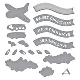 Spellbinders Gingerbread Plane & Banners Etched Dies from the Candy Christmas Collection by Stamperia