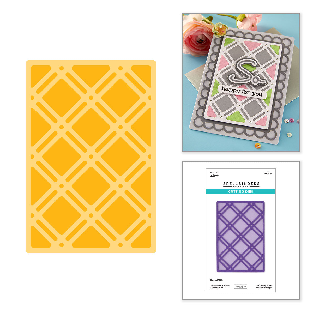 Spellbinders Decorative Lattice Etched Dies by Lisa Horton