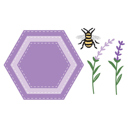 Spellbinders Simple Vintage Lavender Fields Hexagons Etched Dies with Simple Stories