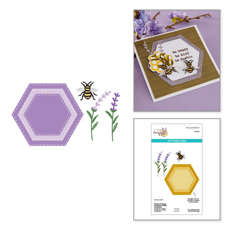Spellbinders Simple Vintage Lavender Fields Hexagons Etched Dies with Simple Stories