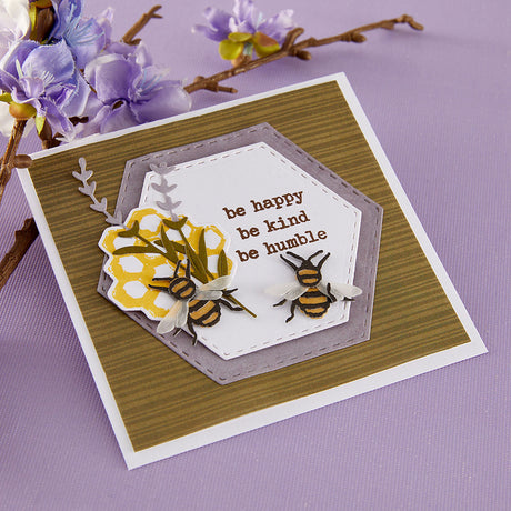 Spellbinders Simple Vintage Lavender Fields Hexagons Etched Dies with Simple Stories