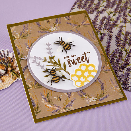 Spellbinders Simple Vintage Lavender Fields Hexagons Etched Dies with Simple Stories
