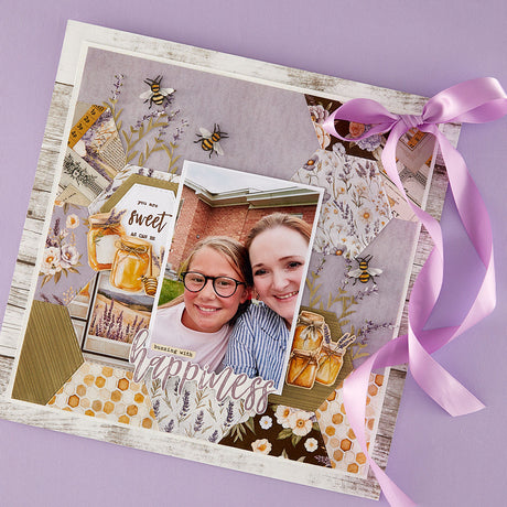 Spellbinders Simple Vintage Lavender Fields Hexagons Etched Dies with Simple Stories