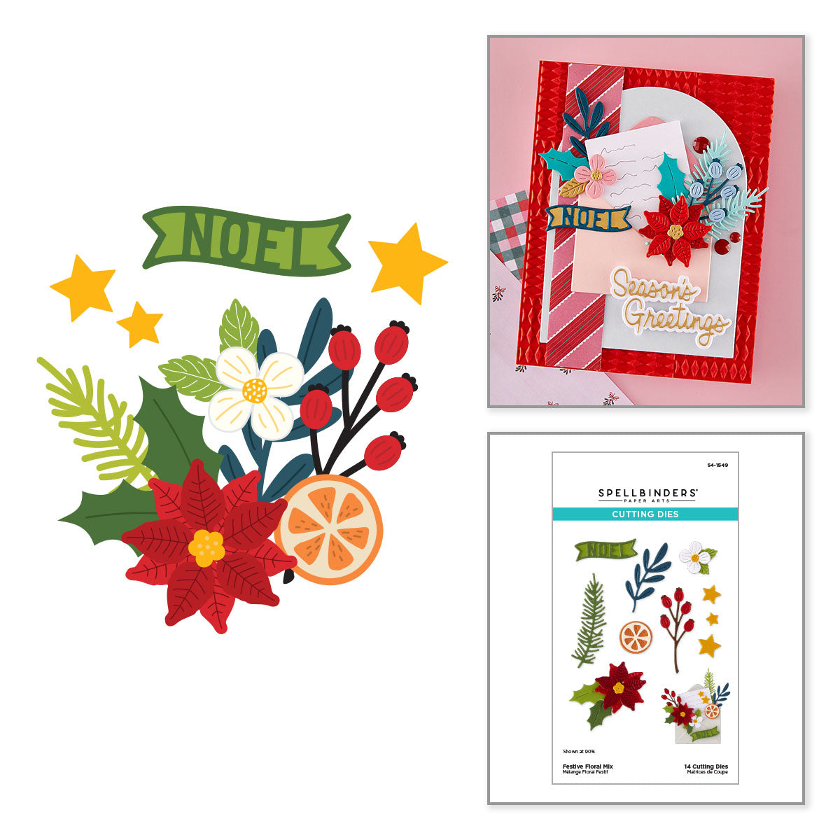 Spellbinders Festive Floral Mix Etched Dies S4-1549