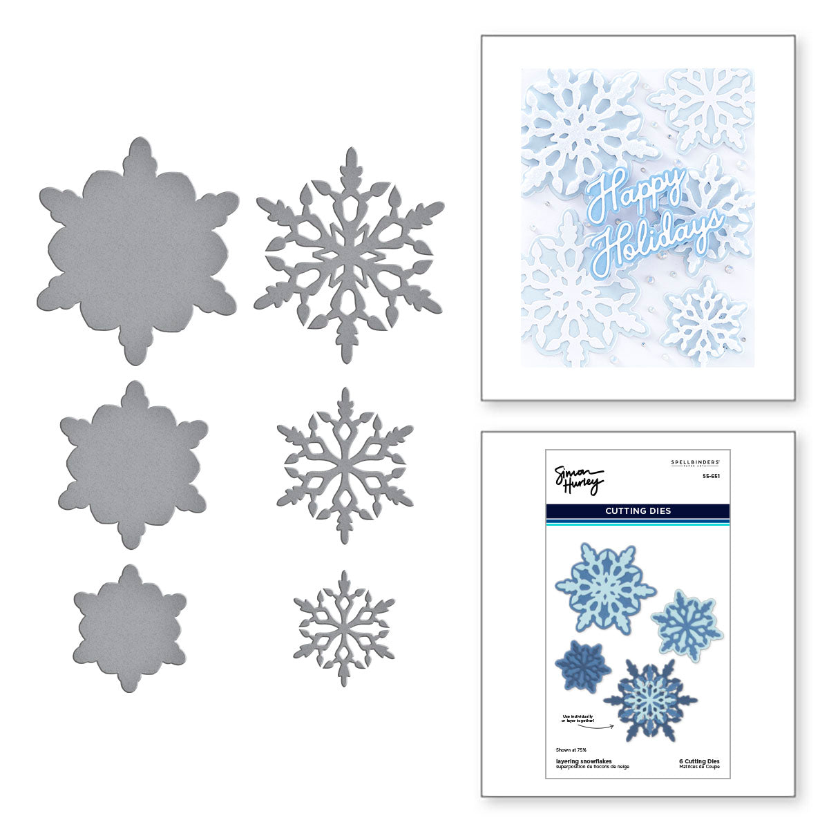 Spellbinders Layering Snowflakes Etched Dies from the Let It Snow Collection by Simon Hurley