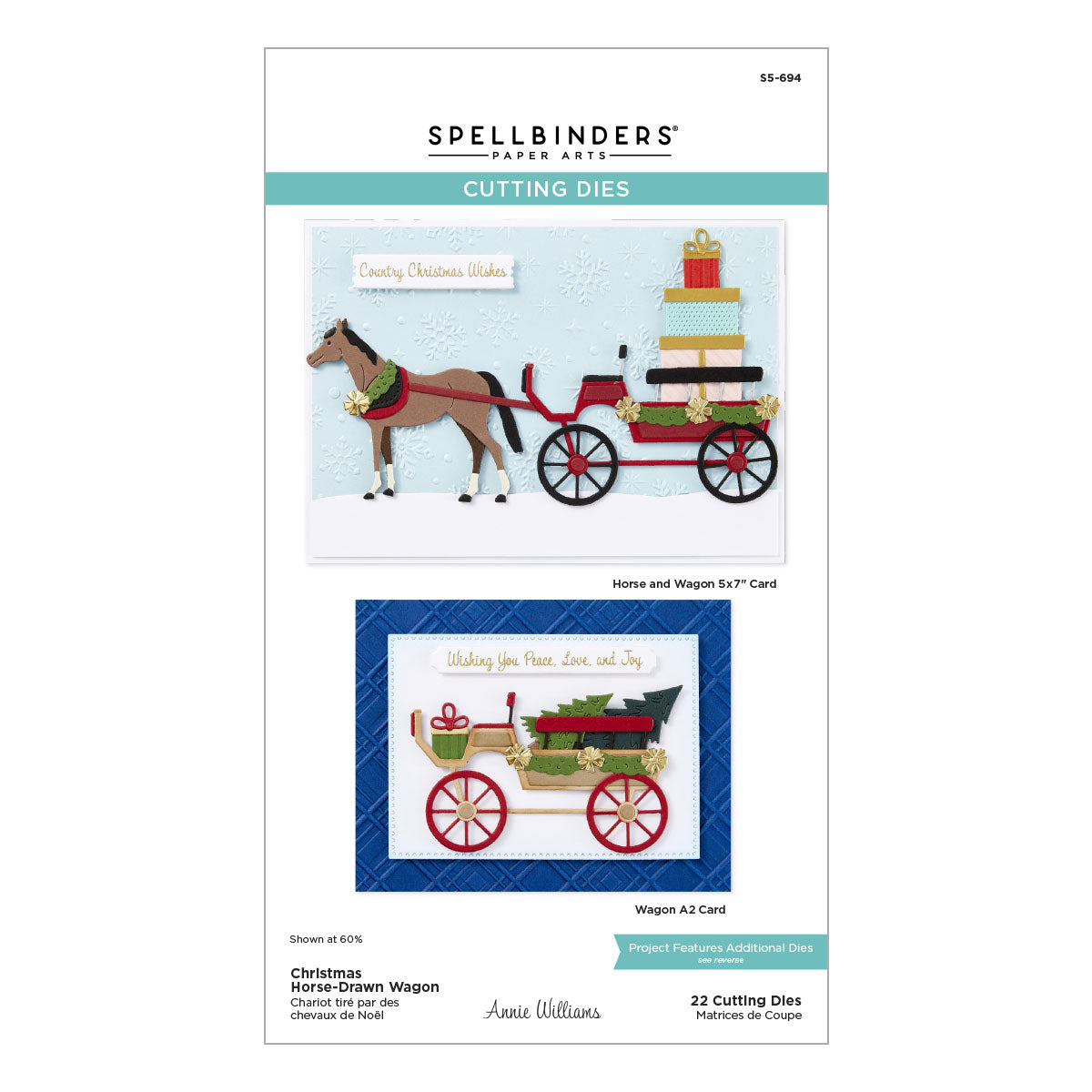 Spellbinders Christmas Horse-Drawn Wagon Etched Dies from the Country Christmas Collection by Annie Williams