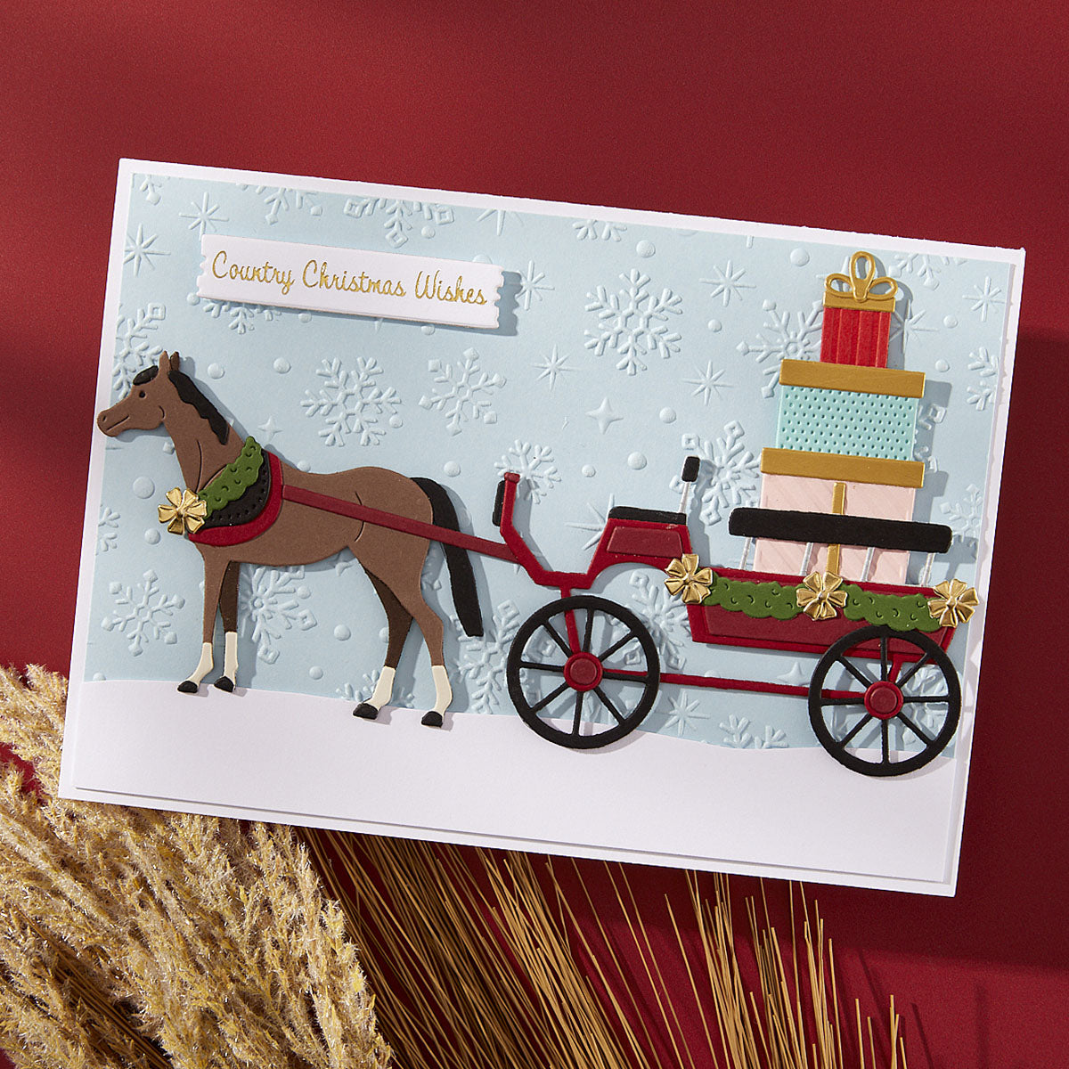 Spellbinders Christmas Horse-Drawn Wagon Etched Dies from the Country Christmas Collection by Annie Williams