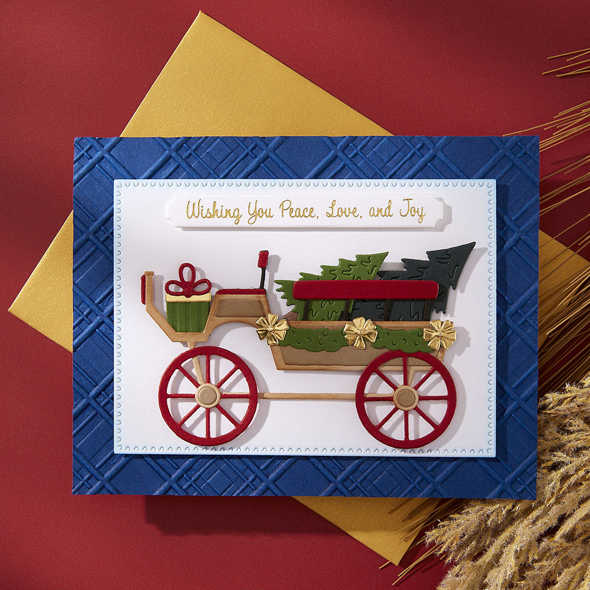Spellbinders Christmas Horse-Drawn Wagon Etched Dies from the Country Christmas Collection by Annie Williams