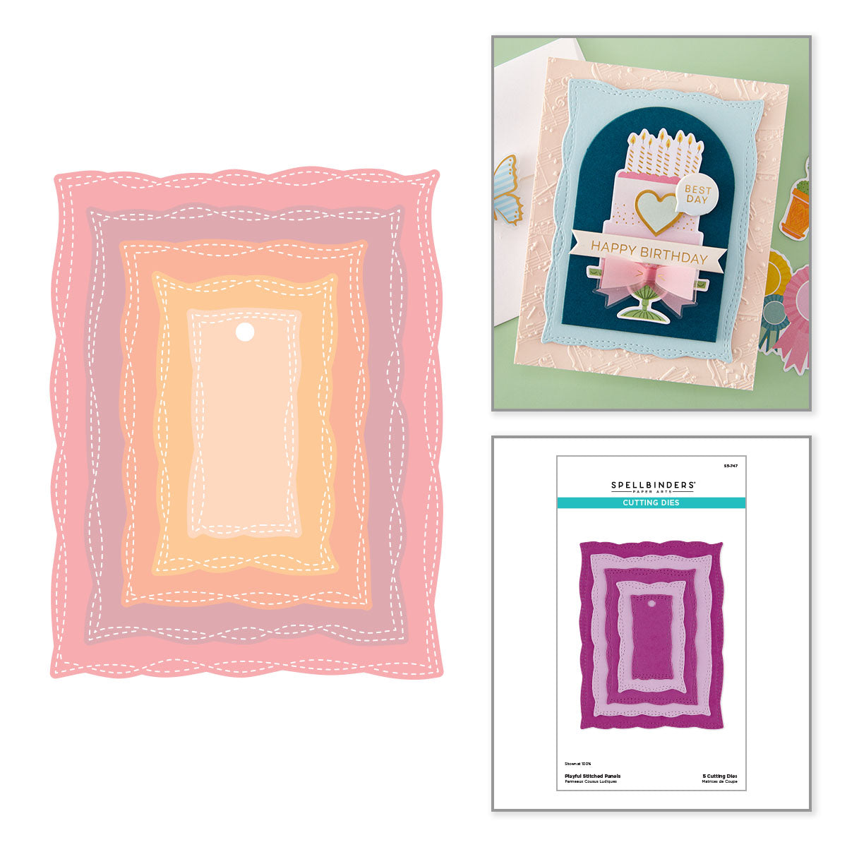 Spellbinders Playful Stitched Panels Etched Dies