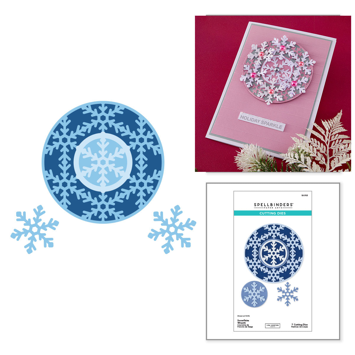 Spellbinders Snowflake Wreath Etched Dies by Lisa Horton - S5-763