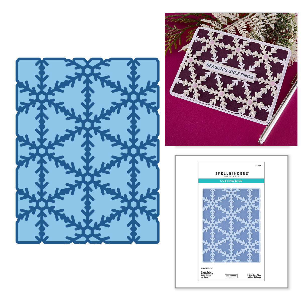 Spellbinders Snowflake Background Etched Dies by Lisa Horton - S5-764