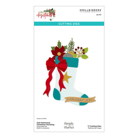 Spellbinders Old-Fashioned Christmas Stocking Etched Dies with Simple Stories