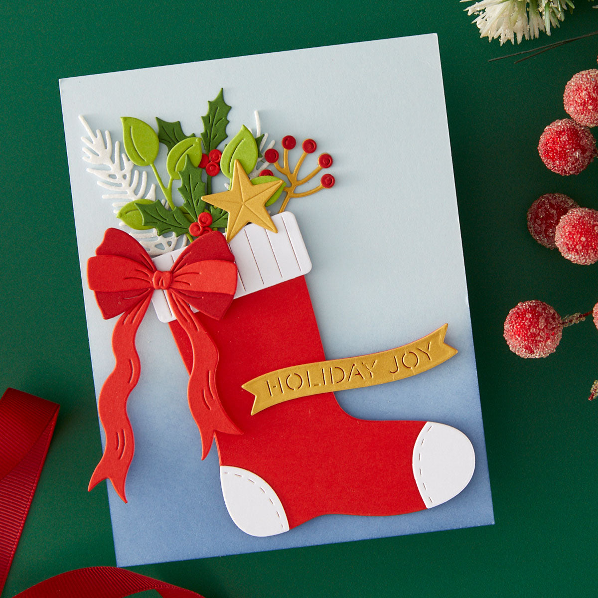 Spellbinders Old-Fashioned Christmas Stocking Etched Dies with Simple Stories