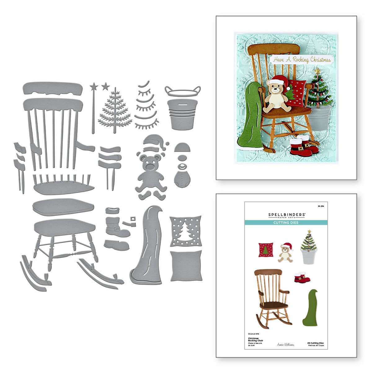 Spellbinders Christmas Rocking Chair Etched Dies from the Country Christmas Collection by Annie Williams