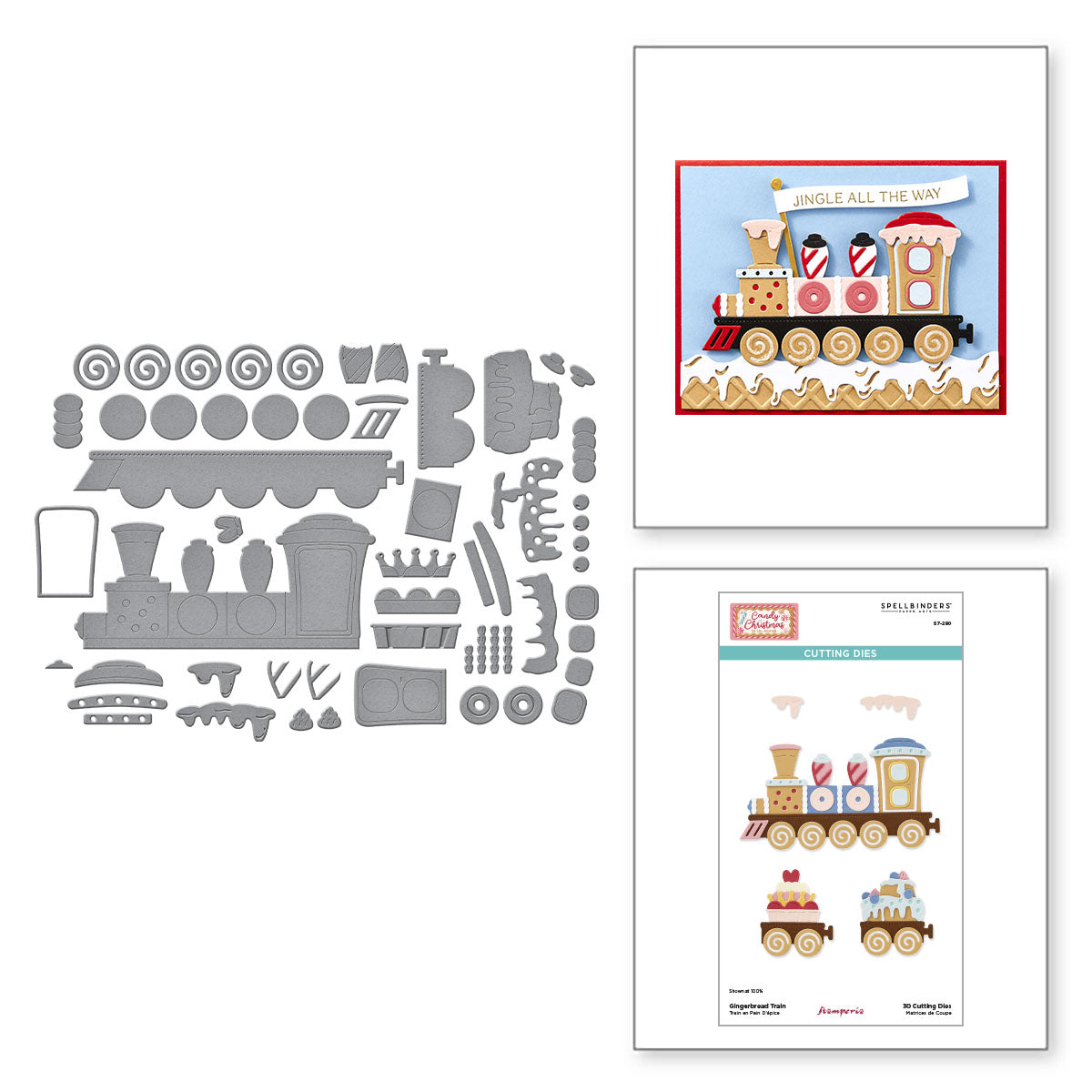 Spellbinders Gingerbread Train Etched Dies from the Candy Christmas Collection by Stamperia