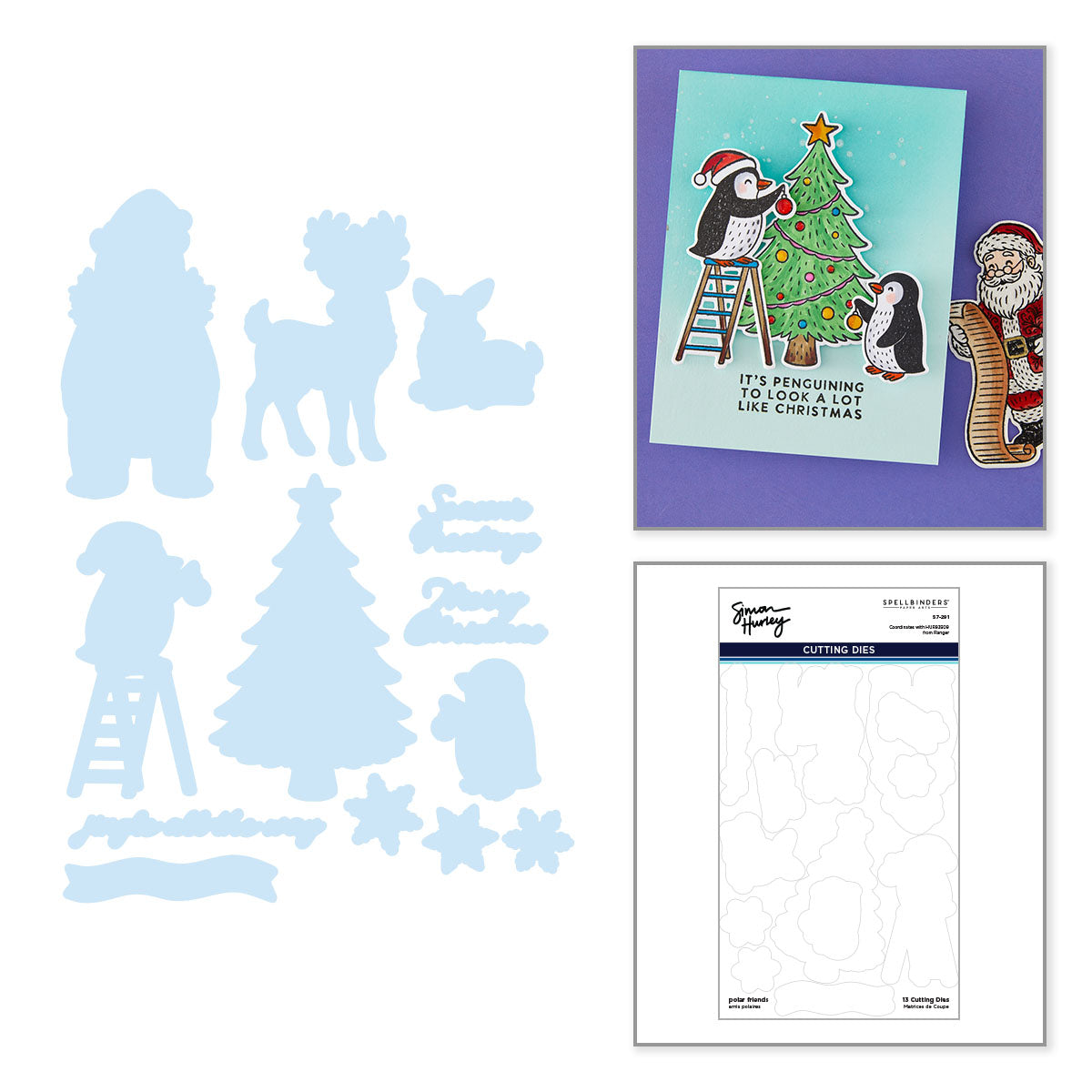 Spellbinders Polar Friends Stamp & Die Bundle by Simon Hurley