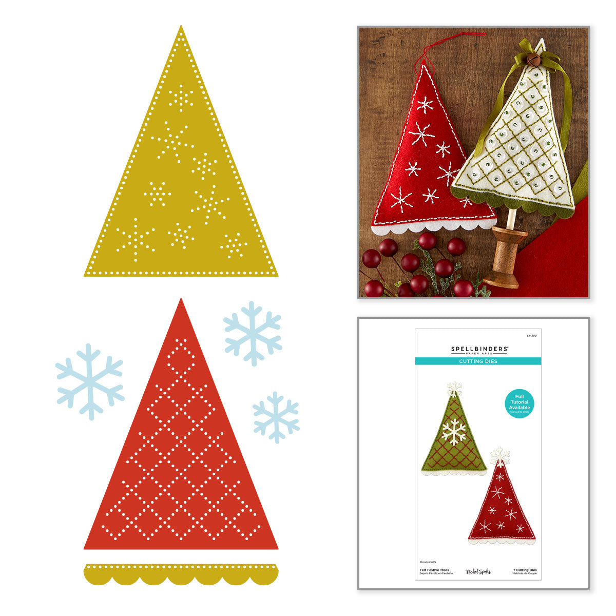 Spellbinders Felt Festive Trees Etched Dies by Nichol Spohr s7-300