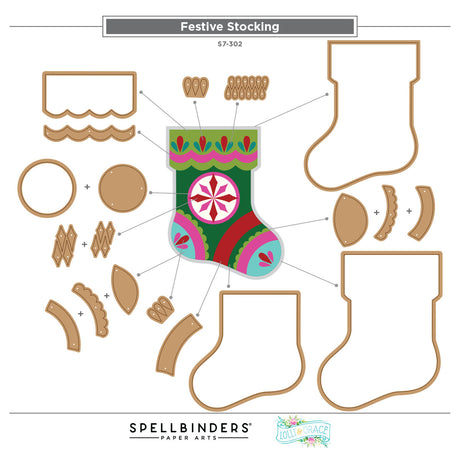 Spellbinders Festive Stocking Etched Dies by Lolli & Grace