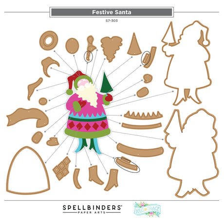 Spellbinders Festive Santa Etched Dies by Lolli & Grace