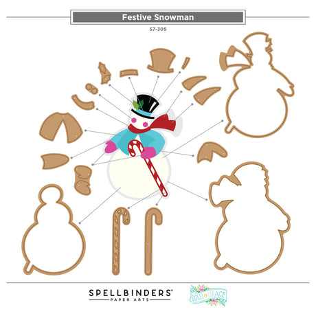Spellbinders Festive Snowman Etched Dies by Lolli & Grace