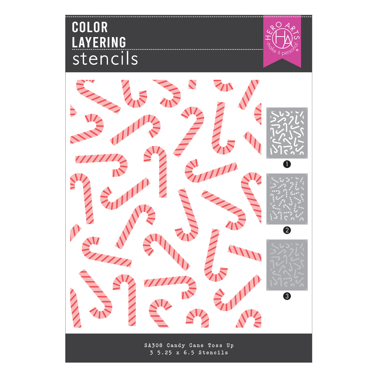 Hero Arts Candy Cane Toss Up Stencil from the Candy Cane Season Collection
