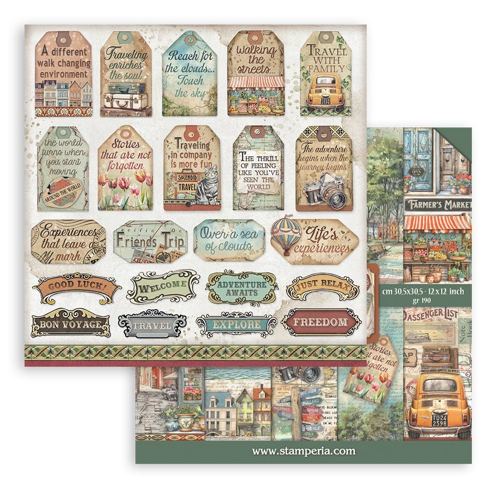Stamperia Art of Travelling 12x12 Inch Paper Pack (SBBL164)
