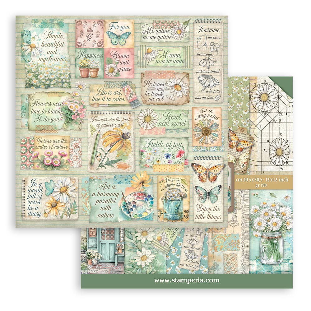 Stamperia Daisy Art 12x12 Inch Paper Pack (SBBL182)