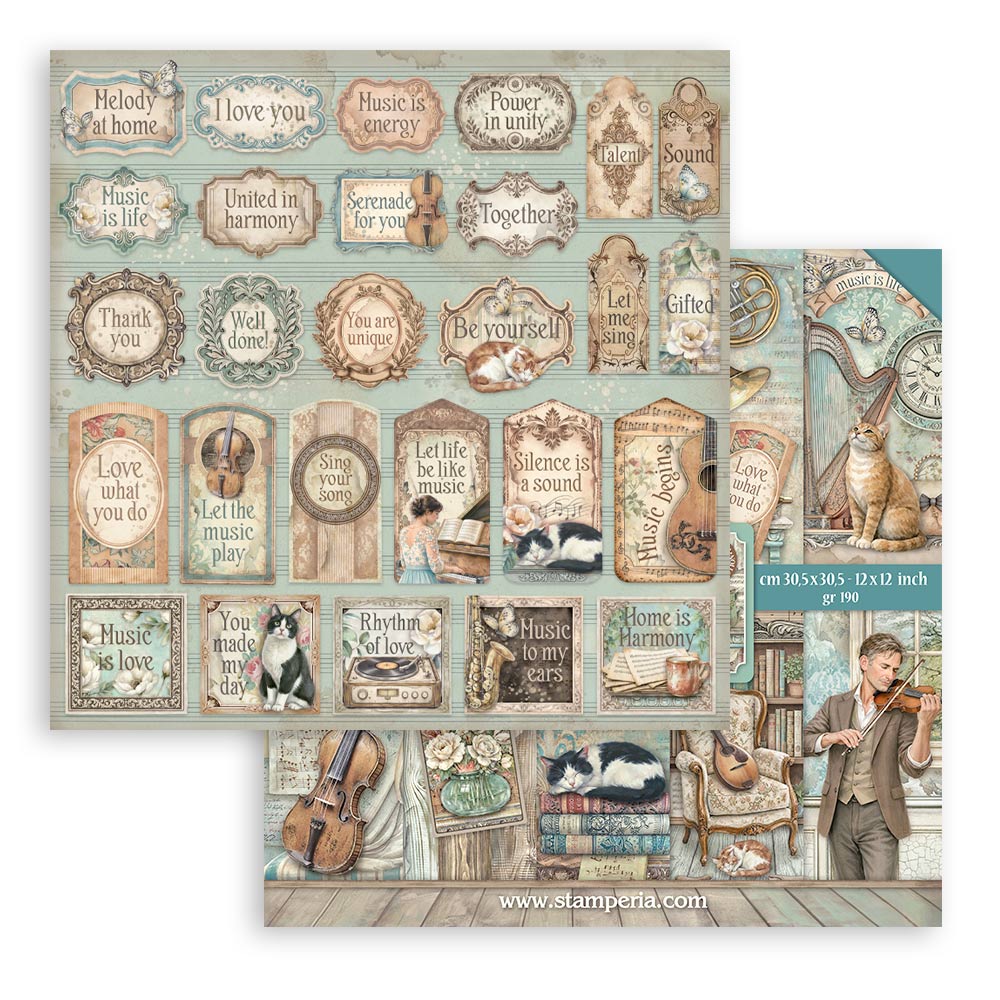 Stamperia Symphony 12x12 Inch Paper Pack by Sara Alcobendas (SBBL188)