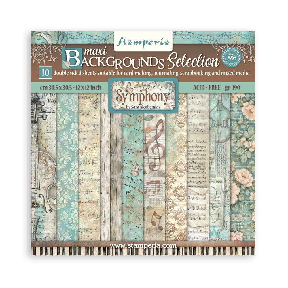 Stamperia Symphony 12x12 Inch Paper Pack Maxi Background Selection by Sara Alcobendas (SBBL189)