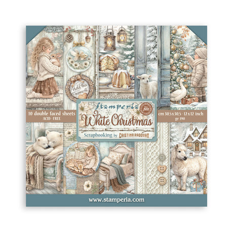 Stamperia White Christmas 12 x 12 Inch Paper Pack by Cristina Radovan - SBBL190