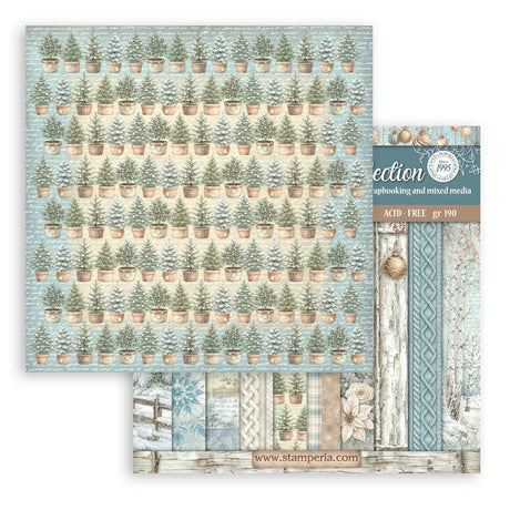 Stamperia White Christmas 12 x 12 Inch Maxi Background Paper Pack by Cristina Radovan - SBBL191